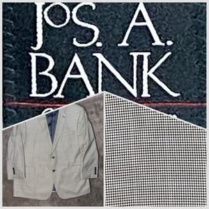 Jos A Banks Signature Gold Men's Sport Coat 50R Silk Wool Black Houndstooth